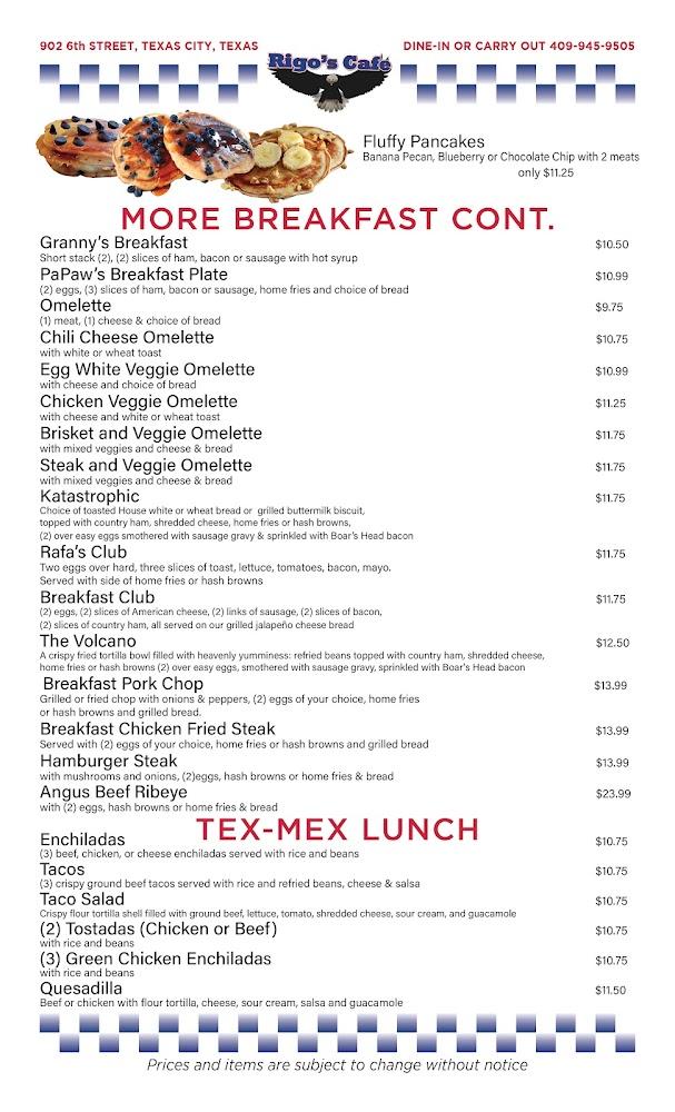 Rigos Cafe Menu image 2