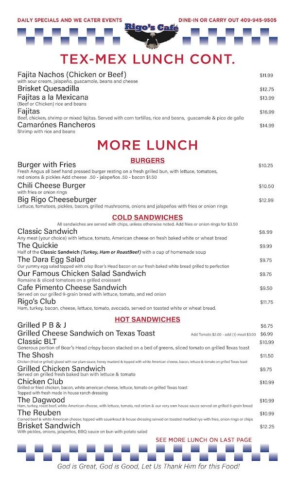 Rigos Cafe Menu image 3